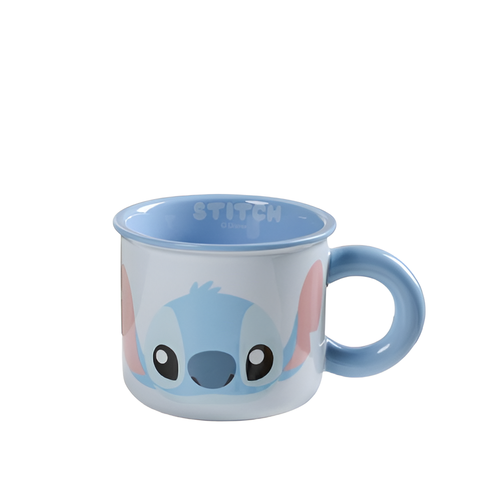 Cartoon Stitch Face Ceramic Mug Cute Kids Tea & Coffee Cup – Blue | ALJY23-108S