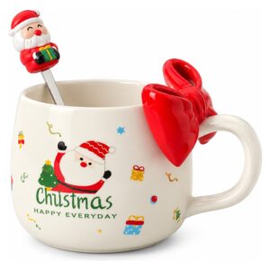 Christmas Ceramic Mug with Decorative Bow - Red / Green | ALHJ8088