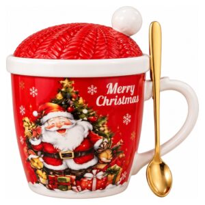 Christmas Santa Mug with Lid & Spoon - Red | ALHM-318B