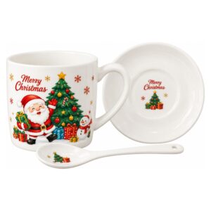 Christmas Santa Mug with Saucer & Spoon | ALHK-2370B